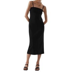 COS Midi Tube Knit Ribbed Bandeau Sleeveless Dress Black LBD Date Night Event M